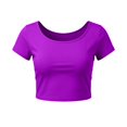 thumbnail image 1 of VSSSJ Hauts Courts pour Femmes Manches Courtes Col Rond Extensible Chandail Décontracté Ajusté Uni Confortable Été Basique T-Shirts Courts Violet Taille Unique, 1 of 5