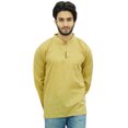 thumbnail image 1 of Atasi Kurta Court à Col Officier pour Homme Beige en Coton Tunique Décontractée - X-Grand, 1 of 7