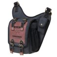 thumbnail image 3 of Mens Vintage Canvas Shoulder Messenger Bag Chest Leather Patchwork Messenger Bag(03BLACK), 3 of 5