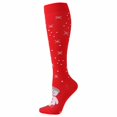 thumbnail image 1 of Chaussettes Mi-Mollet Imprimées de Noël, Longues, Chaussettes Jusqu'aux Genoux, Bas, Bas de compression, Rouge, 1 of 2