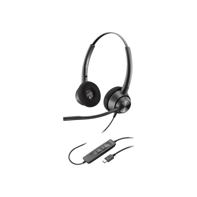 Poly EncorePro 320 - EncorePro 300 series - headset - on-ear - wired - USB-C - black - Certified for Microsoft Teams