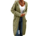 thumbnail image 1 of Women Hooded Open Front Cardigan Cable Knit Sweaters Solid Chunky Long Sweater Coats with Pockets, 1 of 5