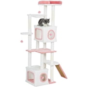 PawHut 65 Inch Cat Tree, Multi-Level Cat Tower with Condos, Perch, White