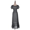 thumbnail image 3 of Robe Maxi pour Femme, Style Renaissance Paysanne, Style Bohème, Manches Cap, Bordure en Dentelle, Gris, Moyen, 3 of 5