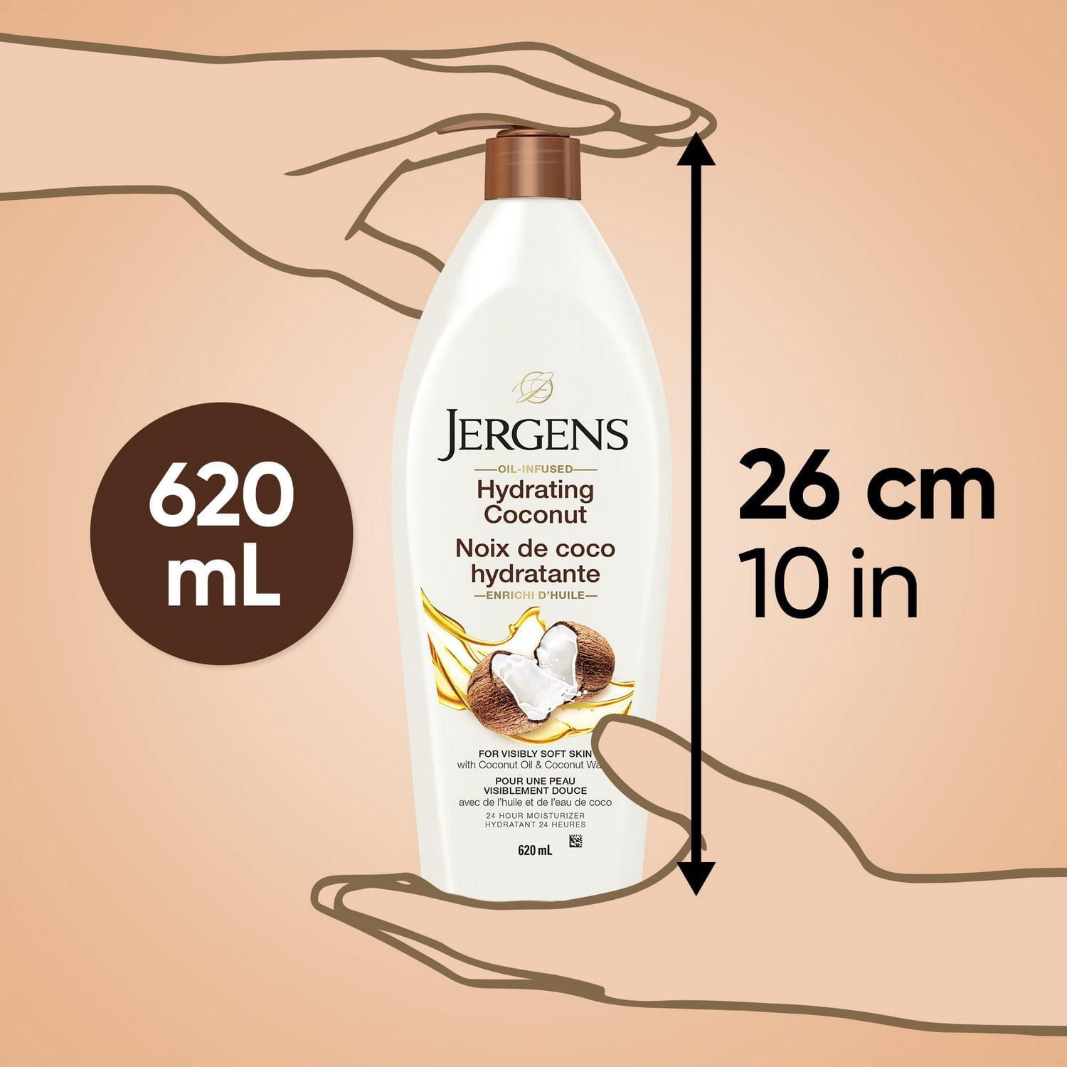 Jergens Hydratant à la Noix de Coco & Lotion pour le Corps pour Peau Sèche