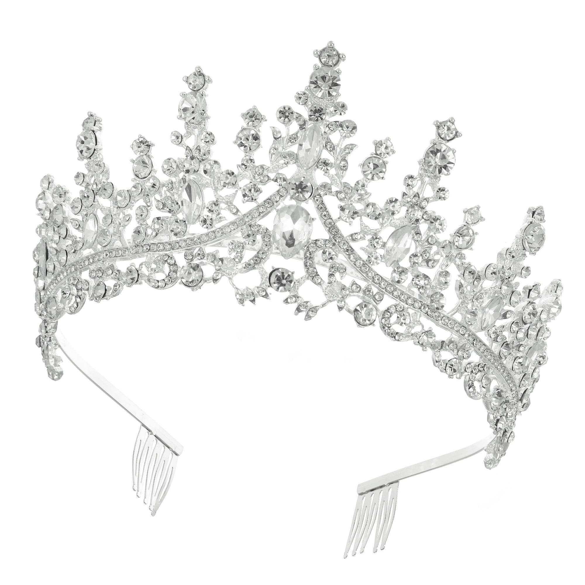 Silver Crystal Bridal Tiara Crown - Elegant Hair Accessory Bridal Wedding Crown and Tiara with Crystals for Bride Hair  main image 2