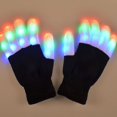 thumbnail image 2 of Gants Clignotants LED Rave Brillants 7 Modes Éclairage de Bout de Doigt Paire Noir Neuf, 2 of 5