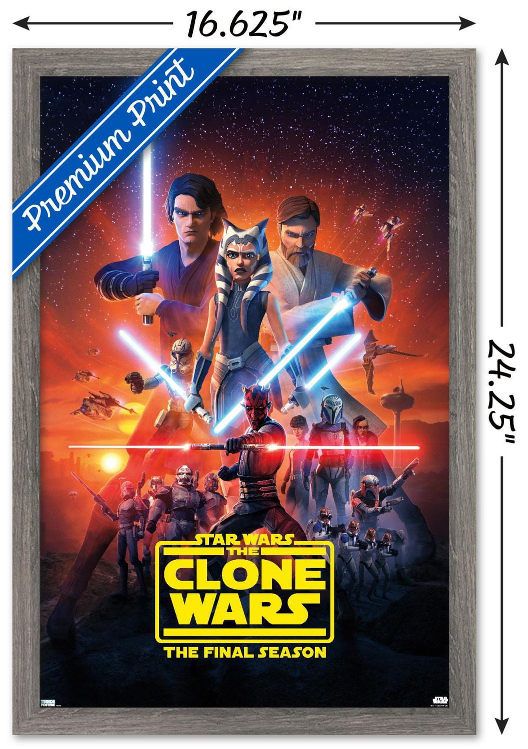 Star Wars: The Clone Wars - Season 7 Key Art Wall Poster with Push Pins, 14.725" x 22.375"