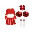 thumbnail image 4 of Sxiwei Kids Girls Cheerleading Uniform Cheer Outfits Metallic Patchwork Competition Performance Costume D05 8, 4 of 5