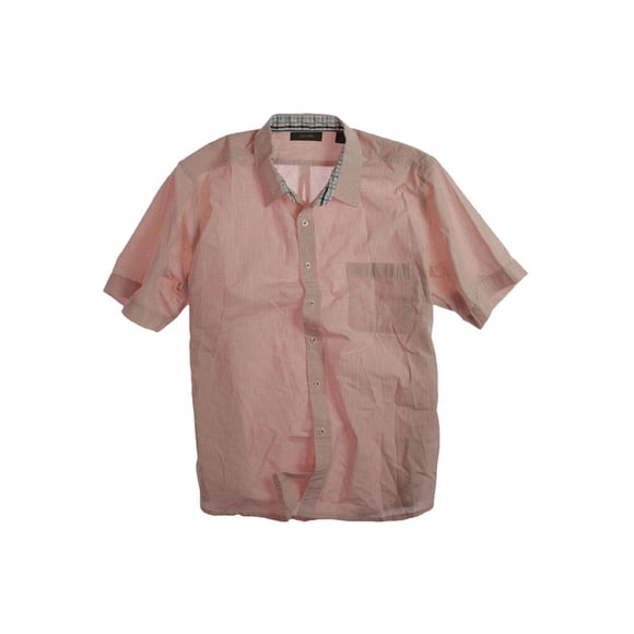 Tasso Elba Chemise Habillée pour Homme Dbl Hairline Chk à Boutons, Orange, Très Grand