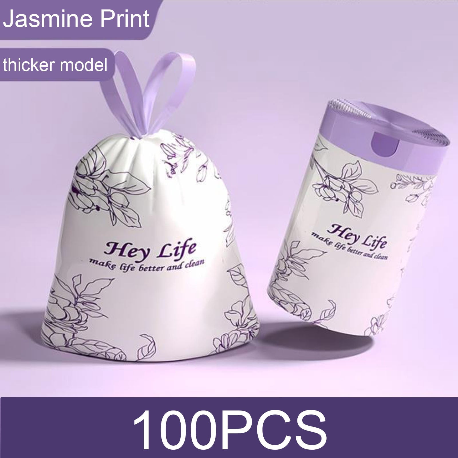 100Pcs Bathroom Trash Bags Scented,Small Trash Bag Strong,Drawstring Plastic Garbage Bags,Leakage Free Thicken Rubbish Bag for Small Trash Can,Trash Bags 17.71"X19.68"