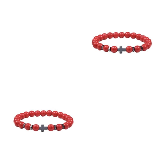 Baohd Fashionable And Comfortable Beaded Bracelets. Easy Matching For Any Style Beaded Cross Bracelets Stone Beads Bracelets Korean pine 2Set