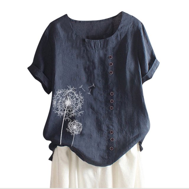 Hauts d'Été pour Femmes,Hauts d'Été pour Femmes,T-Shirt à Col d'Été pour Femmes à Manches Courtes Décontracté Imprimé avec Boutons,Shorts pour Femmes,Hauts d'Été pour Femmes