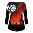 thumbnail image 3 of Nouveaux Hauts pour Femmes 2023 en Liquidation Décontracté à Manches Longues Ouvert à Boutons Col Rond Coupe Ample Tunique Plissée Chemise Blouse d'Halloween Hauts Costumes d'Halloween pour Femmes, 3 of 4