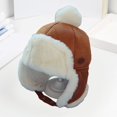 thumbnail image 3 of Kids Winter Ear Protection Hat Autumn Winter Children Lei Feng Hat with Fur Ball Decor Kids Outdoor Riding Hat with Ear, 3 of 5