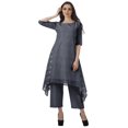 thumbnail image 2 of Moomaya Women's Plus Size Printed Asymmetric Kurti Pant Set, Cotton Chanderi, 1 Count, 2 of 6