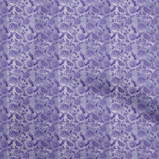 oneOone Popeline de Coton Tissu Violet Bleuté Jacobée Robe Florale Tissu Tissu Imprimé par la Cour 42 Pouces de Large