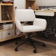 Homy Casa Modern Accent Chair with Cross Legs Swivel Rotation Ergonomic Adjustable Height Upholstered, Beige Chenille