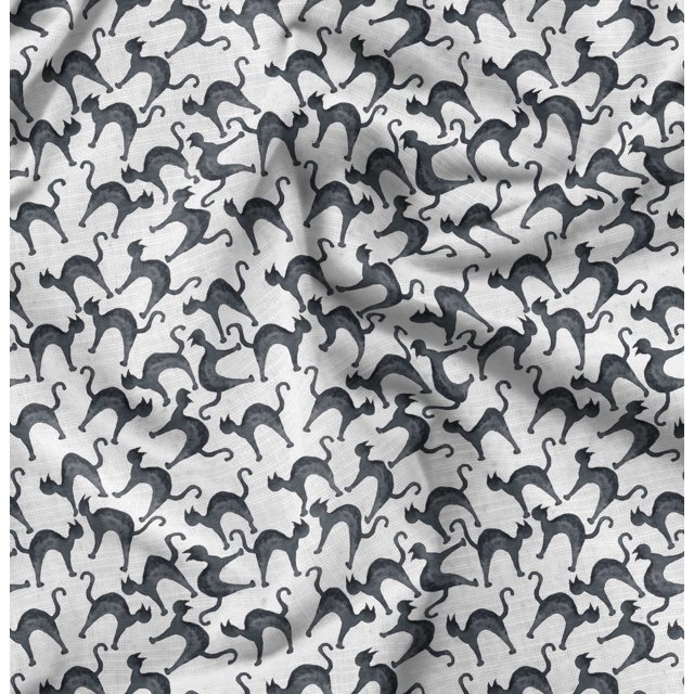 Soimoi White Modal Satin Fabric Cat Animal Print Fabric by the Yard 42 Inch Wide