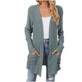 thumbnail image 1 of cfhntfmh Womens Casual Cardigan Ribbed Knit Open Front Long Cardigans Lounge Long Sleeve Sweater Outwear with Pockets, 1 of 4