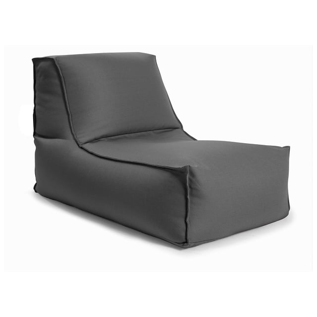 Gouchee Home Alpine Charcoal Bean Bag Lounger in charcoal grey, shown in a 3/4 front view on a white background, upholstered in water-repellent olefin fabric with high-density polystyrene bead filling, designed as a kids' bean bag chair suitable for indoor and outdoor seating.