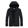 thumbnail image 1 of Veste de Pluie Imperméable pour Hommes, Légère, avec Capuche et Fermeture Éclair, pour Extérieur, Randonnée, Course, 3TG, Noir, 1 of 3