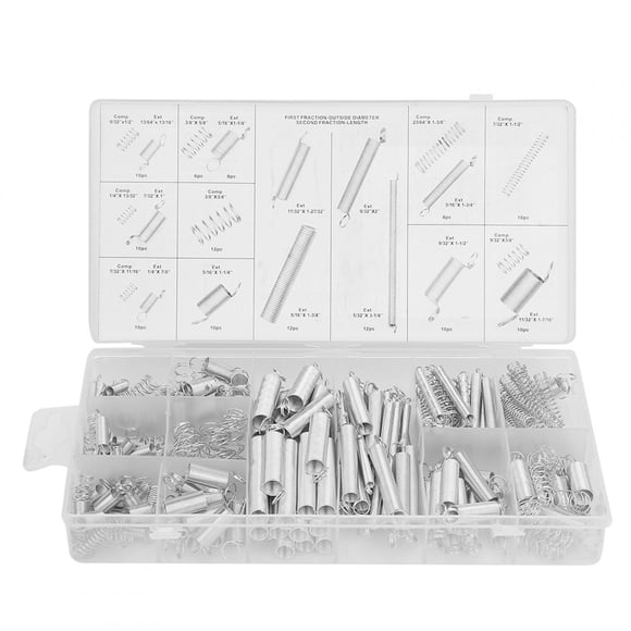 Peahefy Extension Spring,200pcs/Set 20 Sizes Extension Tension Compression Spring Assortment Metal Springs Kit with Box, Compression Spring