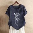 thumbnail image 1 of Blouses pour Femmes, Mode Blouses Imprimées Décontractées pour Femmes Chemises à Boutons Manches Courtes Col Rond Hauts, 1 of 4