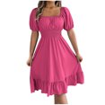 thumbnail image 1 of HomeGardon Liquidation de Robes d'Été! Robes pour Femmes 2025, Robe d'Été Décontractée pour Femme à Manches Courtes, Taille Cintrée, Couleur Unie, P-TG, 1 of 6
