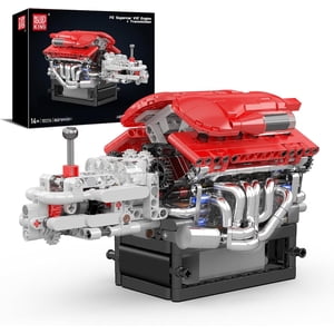 Mould King V12 Engine Model Kit That Runs, 863PCS STEM Building Set with Motorized Moving Pistons & Transmission, DIY Mechanical Engine Toy for Adults & Teens 14+