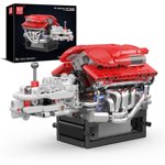 Mould King V12 Engine Model Kit That Runs, 863PCS STEM Building Set with Motorized Moving Pistons & Transmission, DIY Mechanical Engine Toy for Adults & Teens 14+