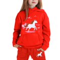 thumbnail image 4 of PMVFHDE Ensembles d'Hiver pour Filles, Chandail à Capuchon et Pantalons de Jogging à Imprimé de Cheval de Dessin Animé avec Cordon et Poche, Style Ranch, Manches Longues, Rouge, 8-9 Ans, 4 of 4
