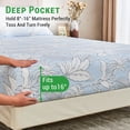 thumbnail image 4 of Gogreen 4PC Deep Pocket Queen Sheet Set Fit 16", Breathable Microfiber Soft Queen Size Sheet Set, Hotel Style Bed Sheet Set, Gift for Women, Men - Blue Leaves, 4 of 24