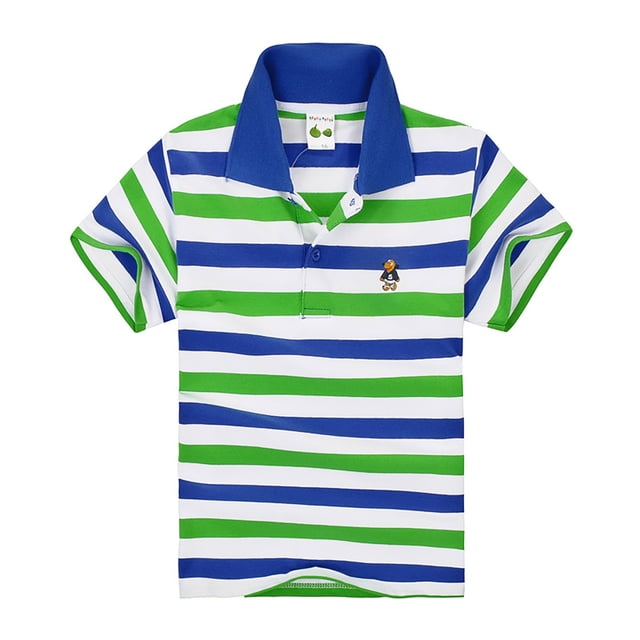 Polos pour Petits Garçons Chemises Rayées pour Garçons Chemises d'Uniforme pour Garçons Chemise à Manches Courtes Chemises de Rugby Tenue pour Garçons 5-6 Ans