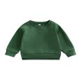 thumbnail image 1 of MesaSe Bébé Garçon Fille Solide Coton Pull Col Rond Manches Longues T-Shirt Tops Printemps Vêtements d'Automne Brun 2-3 Ans, 1 of 7