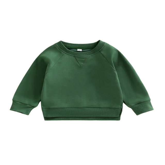MesaSe Bébé Garçon Fille Solide Coton Pull Col Rond Manches Longues T-Shirt Tops Printemps Vêtements d'Automne Brun 2-3 Ans