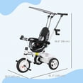 thumbnail image 3 of Qaba 6 in 1 Kids Tricycle with Removable Handlebar and Canopy, White, 3 of 10