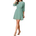 thumbnail image 2 of Unique Bargains Robe à Manches 3/4 à Volants avec Col Rabattu et Imprimé Étoiles et Pois pour Femmes, 2 of 6