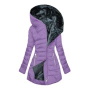 aohooy Women's Plus Size Winter Coats and Jackets Puffer Thicken Fleece Lined Down Jacket Faux Fur Parka Coat Outwear 2025 Purple,XXL