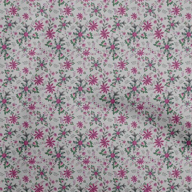 oneOone Rayon Gray Fabric Jacobean Floral Craft Projects Decor Fabric Printed By The Yard 56 Inch Wide