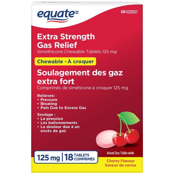 Equate Chewable Extra Strength Gas Relief, 125 mg, 18 Tablets