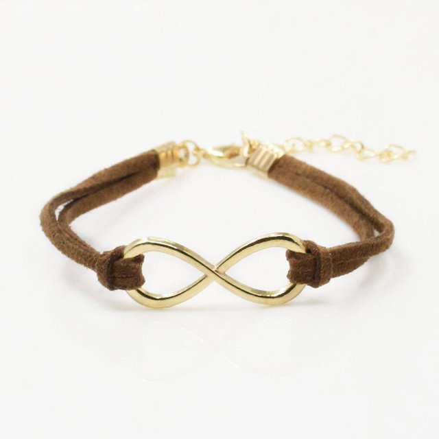 facefd Bracelet en Cuir Symbole Infini Tendance pour Femmes Bracelet Multicouche
