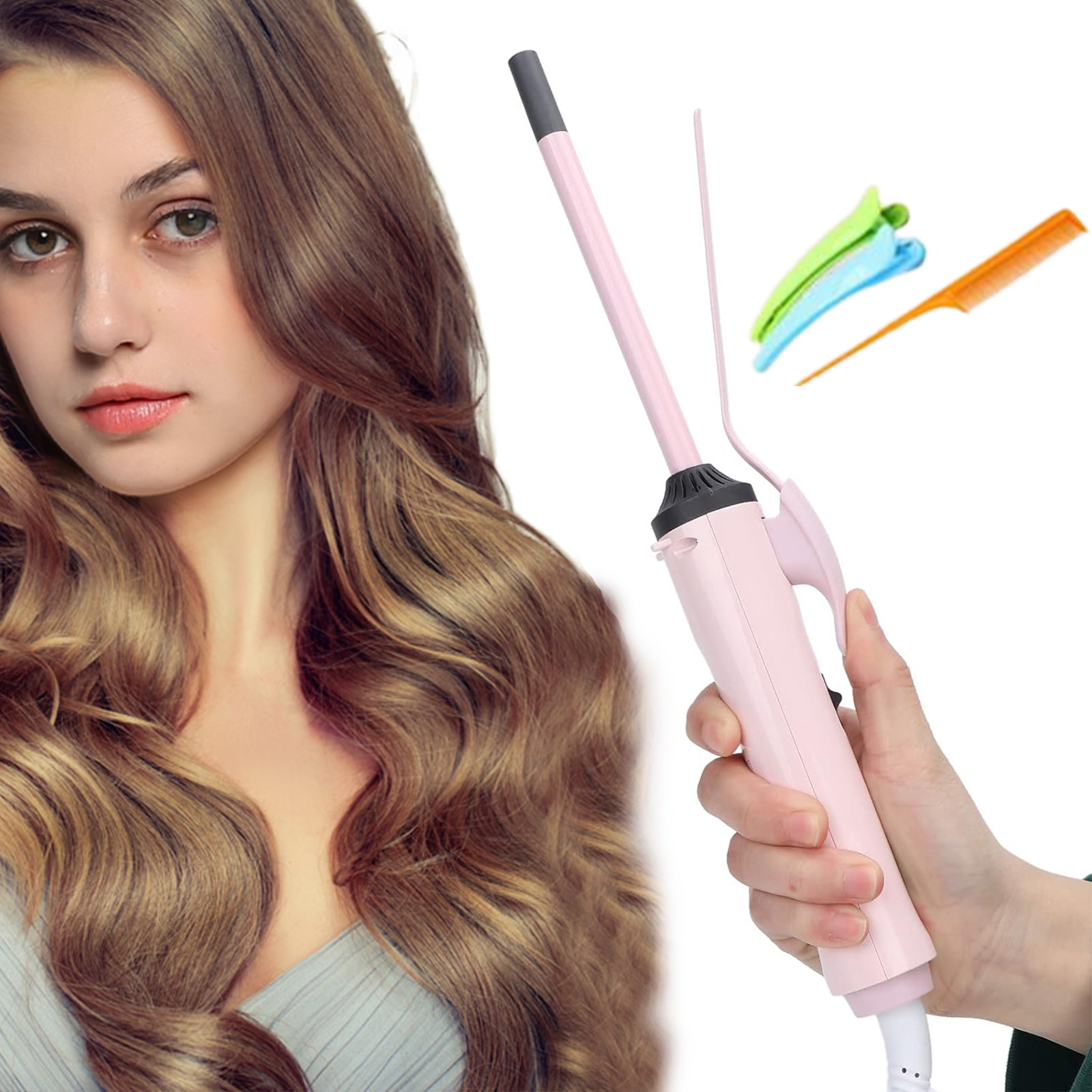 Heliisoer Natural Curls Hair Curler Curling Wand Negative Hair Straightener Without Damaging Hair Curls Fast Heating Crimper Wand Curler In All Hair Type