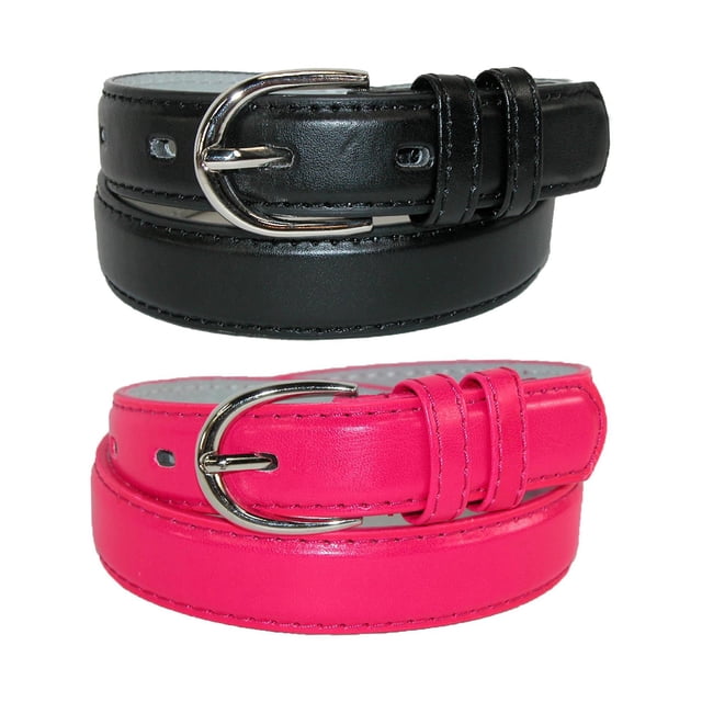 CTM® Kid's Basic Leather Dress Belt (Pack of 2 Colors)