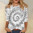 thumbnail image 1 of RXIRUCGD T-shirt à Col Rond Imprimé Mode 3/4 Manches pour Femme, Gris, Taille : M, 1 of 5