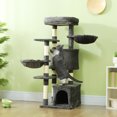 thumbnail image 2 of PawHut Arbre à Chat Tour 52,5 Pouces avec Lit, Condos pour Chats, Hamacs, Gris Foncé, 2 of 10
