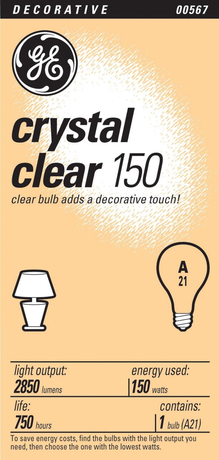 GE Lighting Canada Ge Crystal Clear 150W A21 1pk
