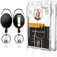 thumbnail image 2 of Retractable Keychain Pull Badge Reel Clip Name Hard Plastic Card Holders Business Work Card ID Badge Lanyard Holder 1, 2 of 6