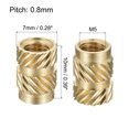 thumbnail image 2 of Uxcell Knurled Insert Nut M5 x 10mm L x 7mm OD Female Thread Brass Embedding Nut 30 Pack, 2 of 5