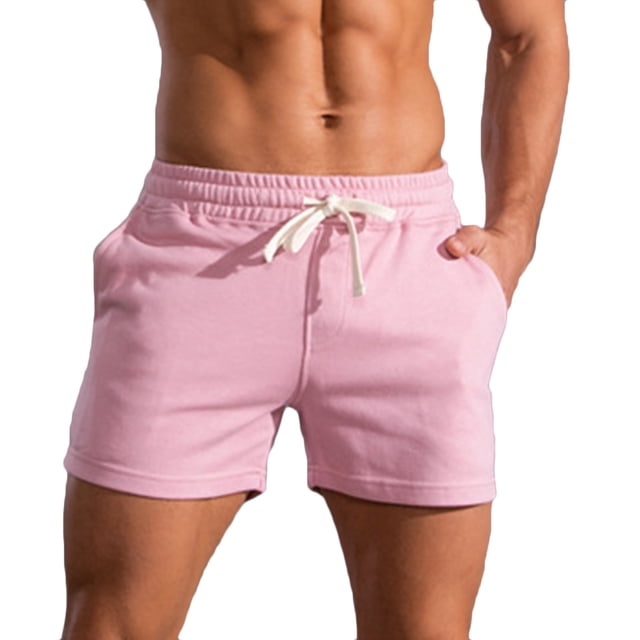 Yuzhih Men's Running Shorts Summer Cotton Drawstring Gym Shorts Big and Talls Basic Solid Color Sports Shorts